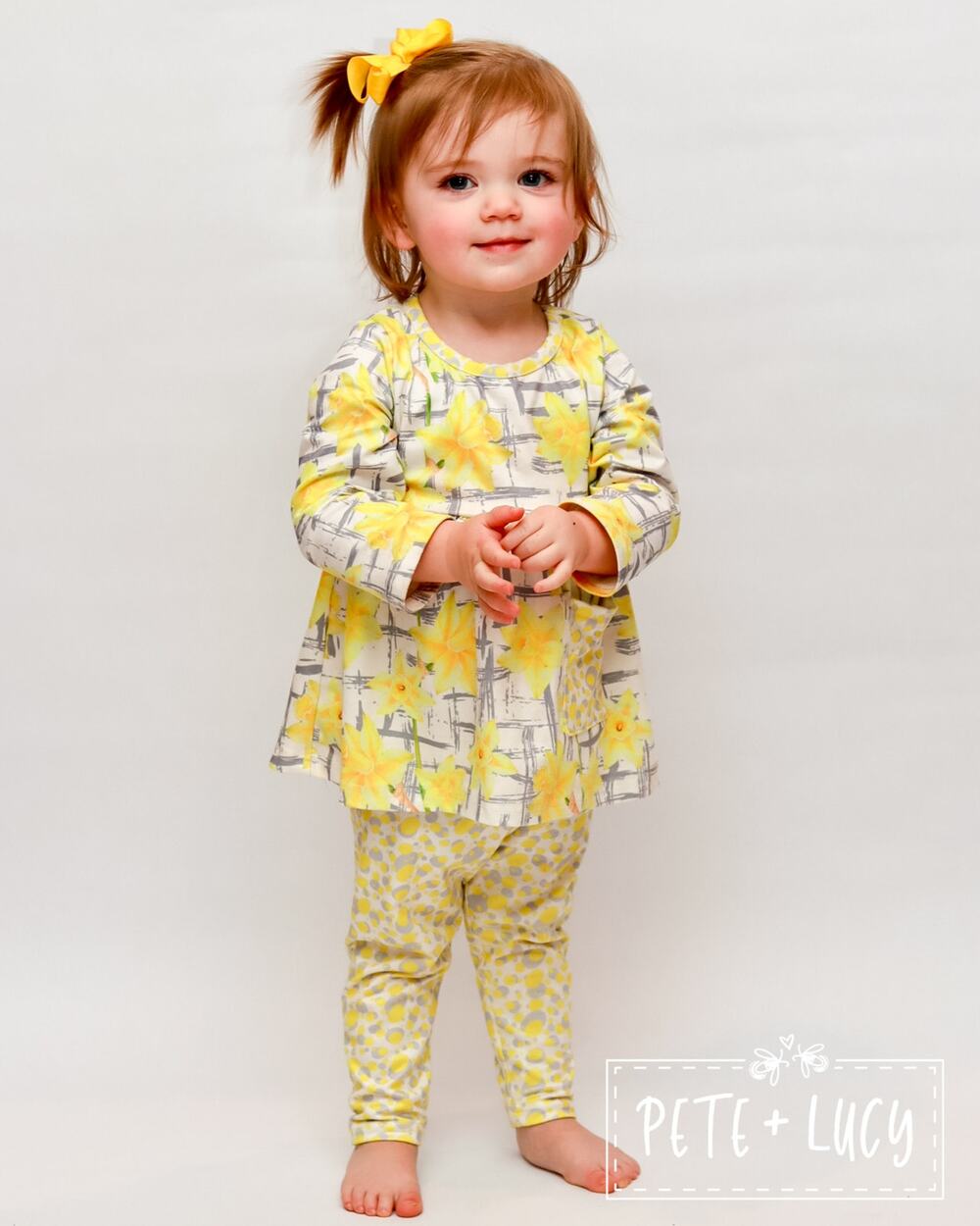 Daffodil Party Yellow 2 Piece Babydoll Pant Set by PETE + LUCY Girls Size 5 NEW